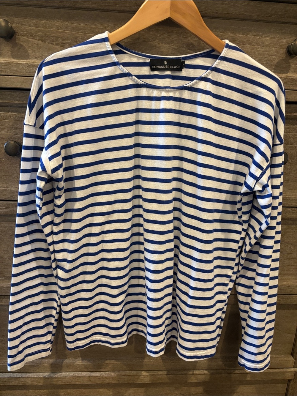 Tuckernuck White and Royal Blue Striped Long Sleeve Tee
